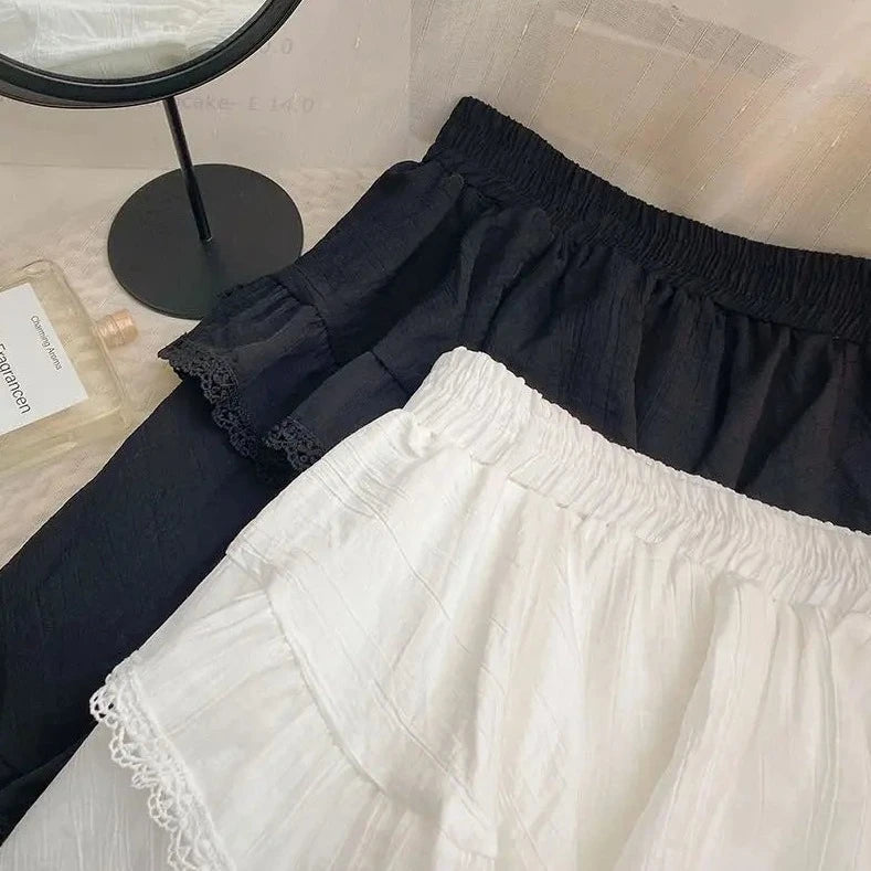 kawaiies-softtoys-plushies-kawaii-plush-White Black Irregular Layered Mini Skirt Apparel