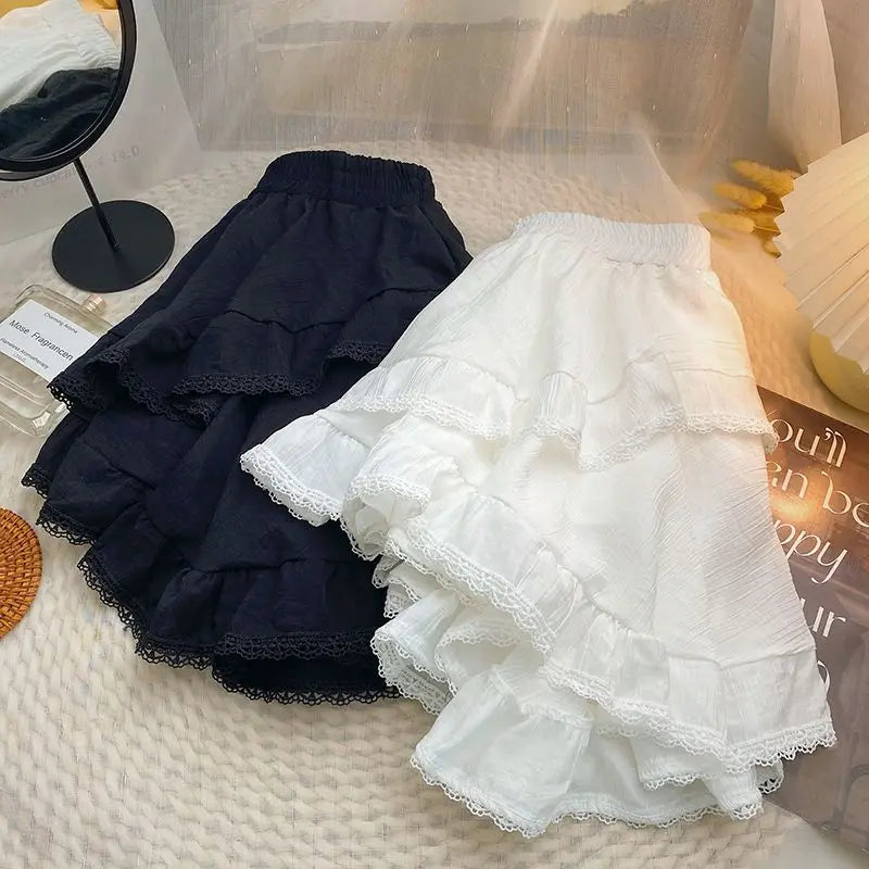 kawaiies-softtoys-plushies-kawaii-plush-White Black Irregular Layered Mini Skirt Apparel