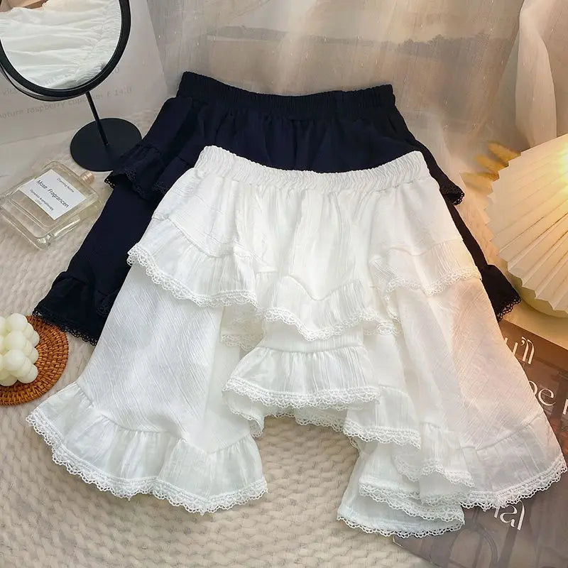kawaiies-softtoys-plushies-kawaii-plush-White Black Irregular Layered Mini Skirt Apparel