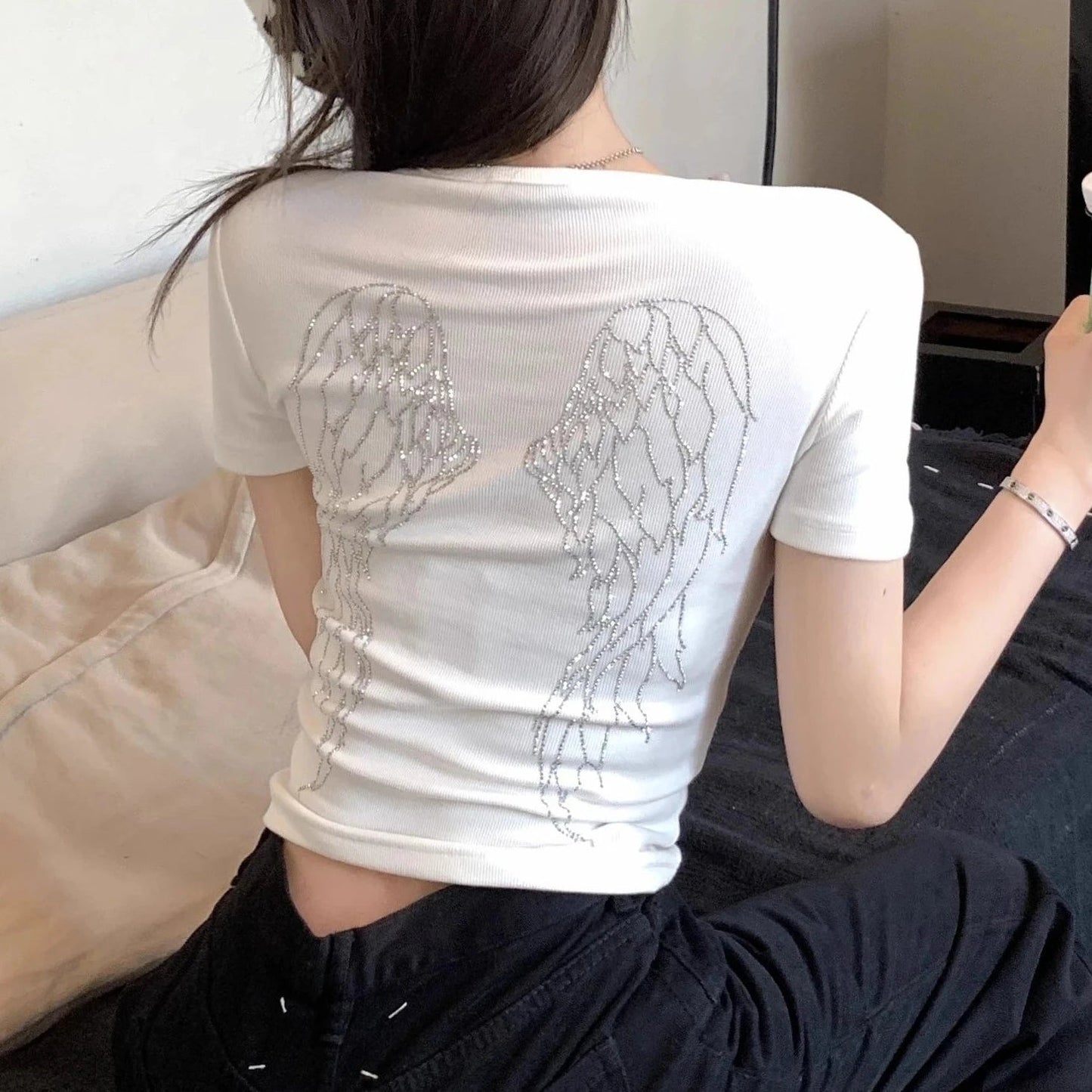 kawaiies-softtoys-plushies-kawaii-plush-White Gray Winged Gem B Women's Tee Apparel White S