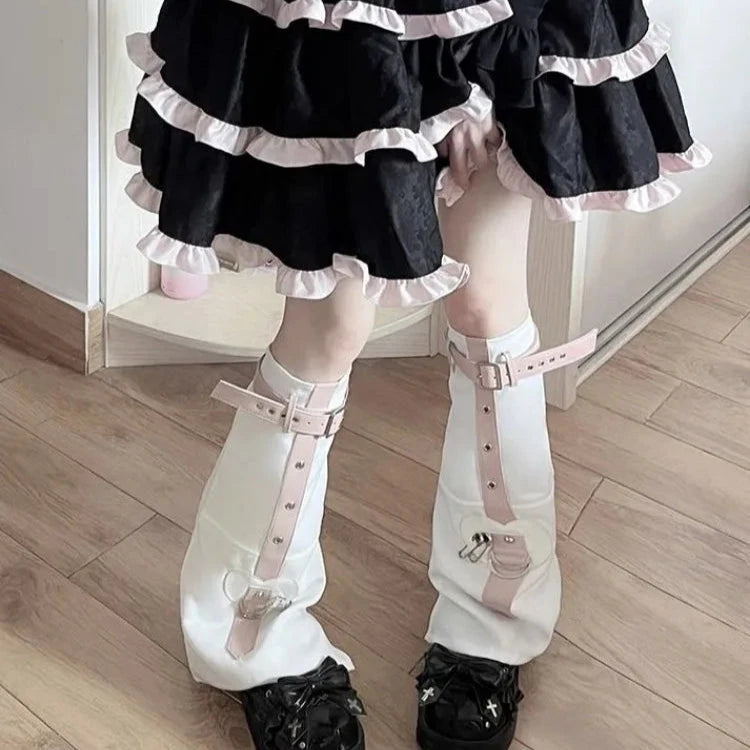 kawaiies-softtoys-plushies-kawaii-plush-Y2K Harajuku Spice Girls Black Pink Zipper Leg Warmers Apparel