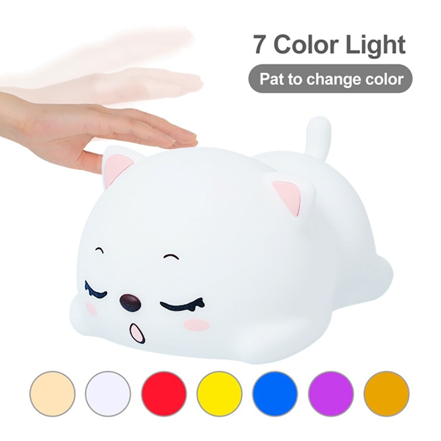 kawaiies-softtoys-plushies-kawaii-plush-Yawning Cat LED Night Light | NEW Home Decor 7 Colors
