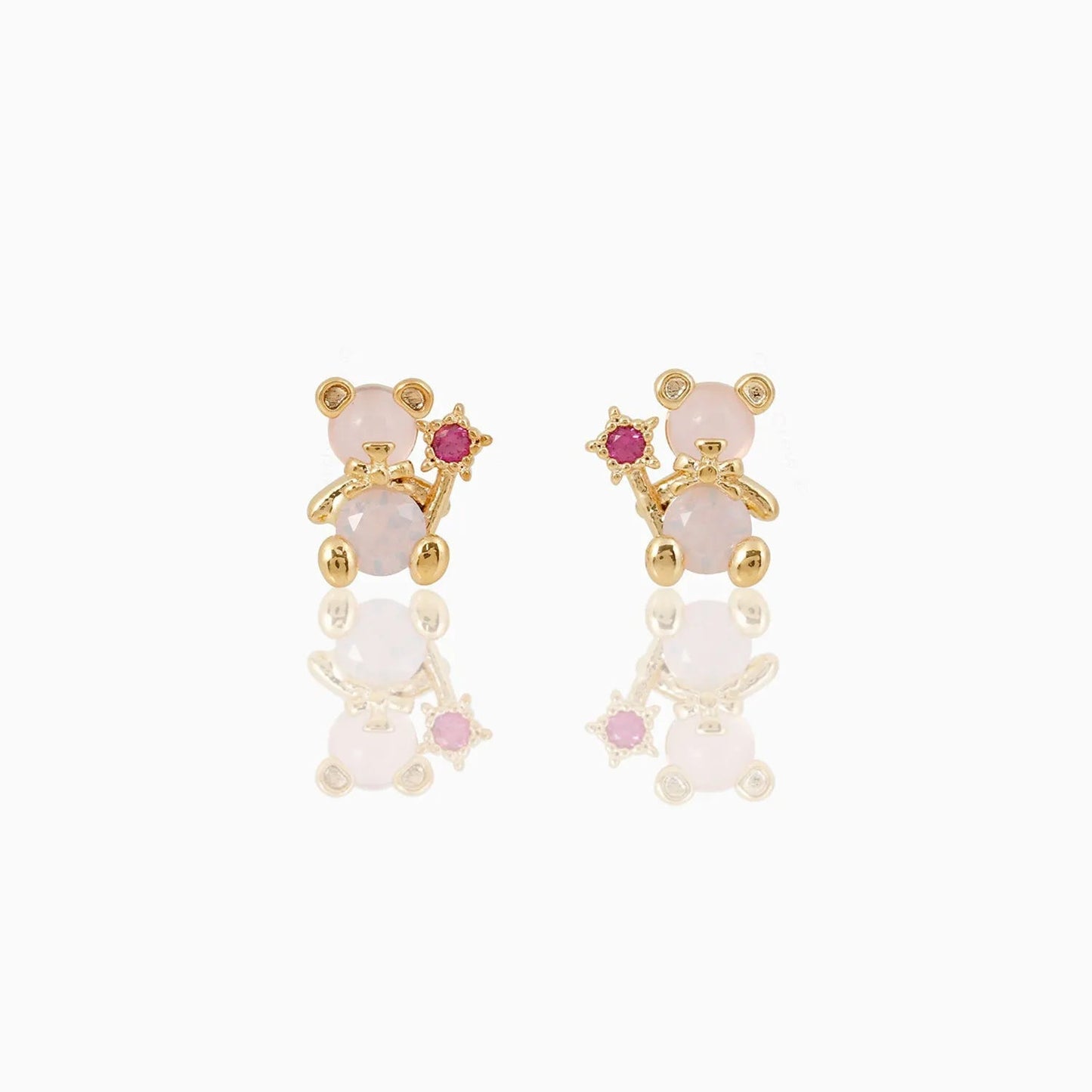 kawaiies-softtoys-plushies-kawaii-plush-Zircon Light Pink Round Gold-plated Earring Earrings Gold