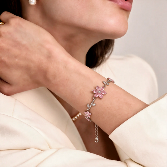 Sweetheart Blossom Floral Charm Bracelet