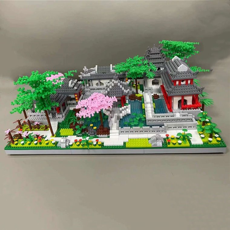 Ancient Pagoda Village with Lake Nano Building Blocks - Kawaiies - Adorable - Cute - Plushies - Plush - Kawaii