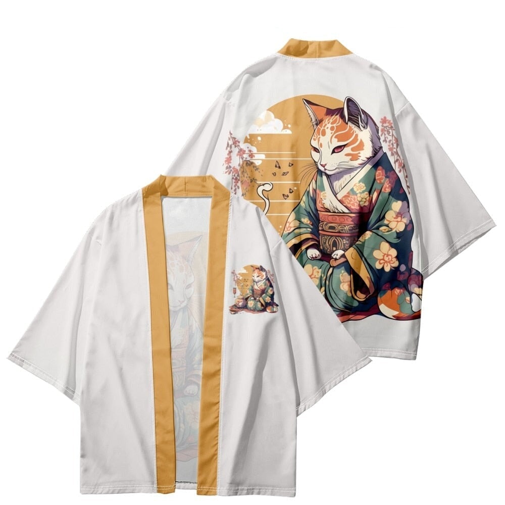 kawaiies-softtoys-plushies-kawaii-plush-Anime Cat in Kimono Unisex Kimono Collection Apparel S Gold 