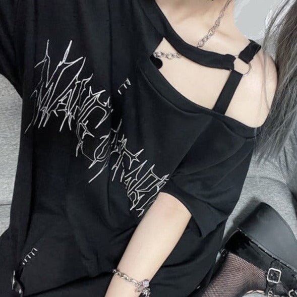 Black 'Make Up Heart' Punk Women's Oversized Tee - Kawaiies - Adorable - Cute - Plushies - Plush - Kawaii