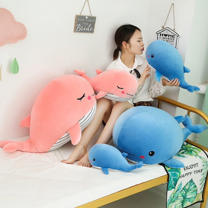Cheerful Chonky Plumpy Pink Blue Whale - Kawaiies - Adorable - Cute - Plushies - Plush - Kawaii