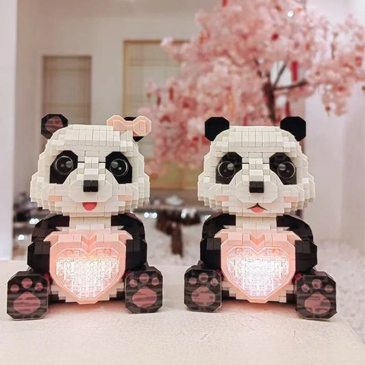 kawaiies-softtoys-plushies-kawaii-plush-Coco and Bobo Pandas in Love LED Nano Building Blocks Build it Couple