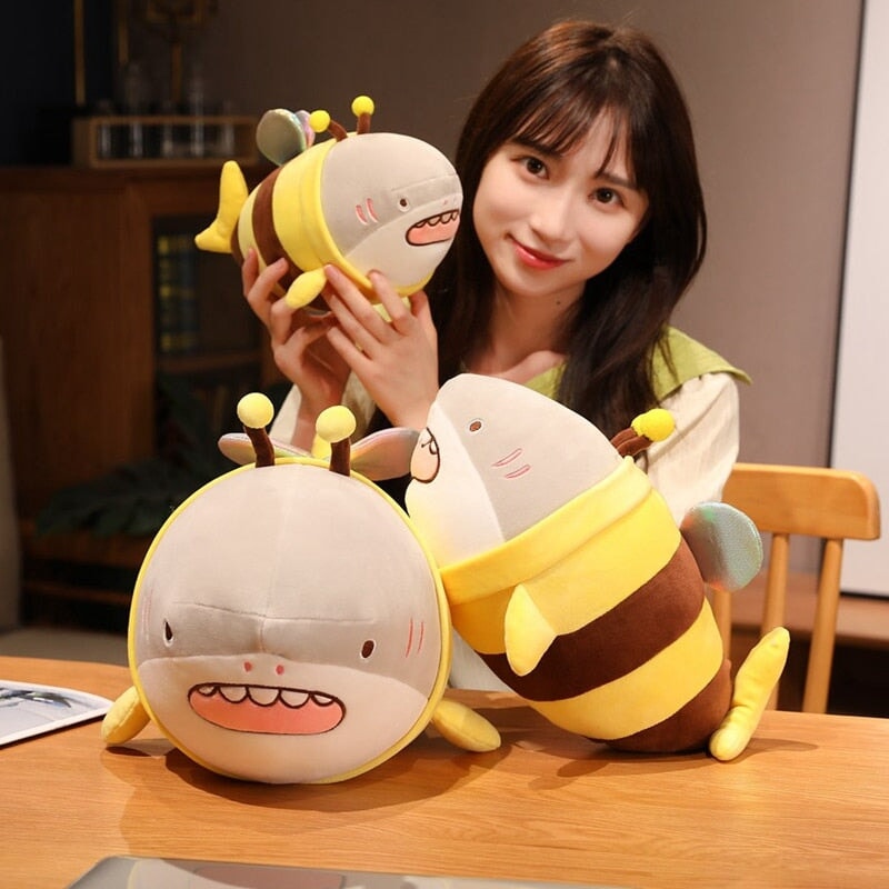 Cute Chonky Half Shark Half Bee Plushie - Kawaiies - Adorable - Cute - Plushies - Plush - Kawaii