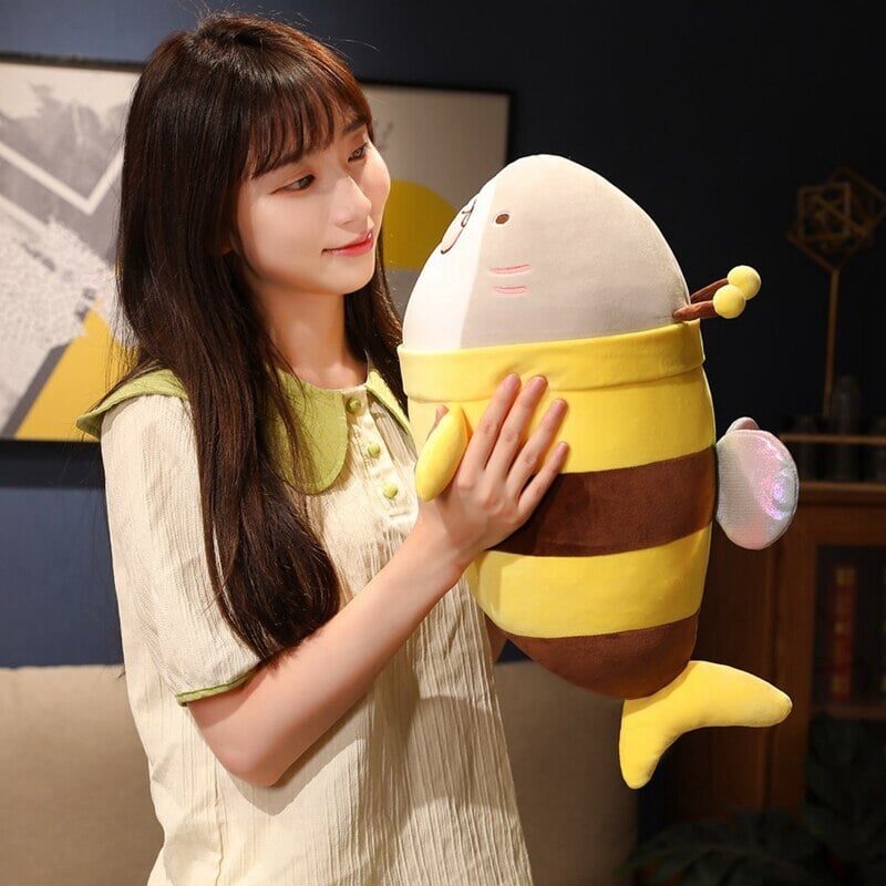 Cute Chonky Half Shark Half Bee Plushie - Kawaiies - Adorable - Cute - Plushies - Plush - Kawaii