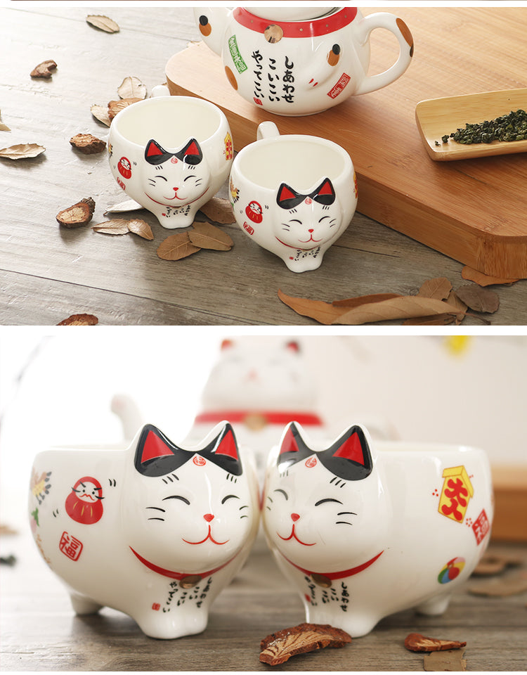 Cute Japanese Lucky Cat Porcelain Tea Set - Kawaiies - Adorable - Cute - Plushies - Plush - Kawaii