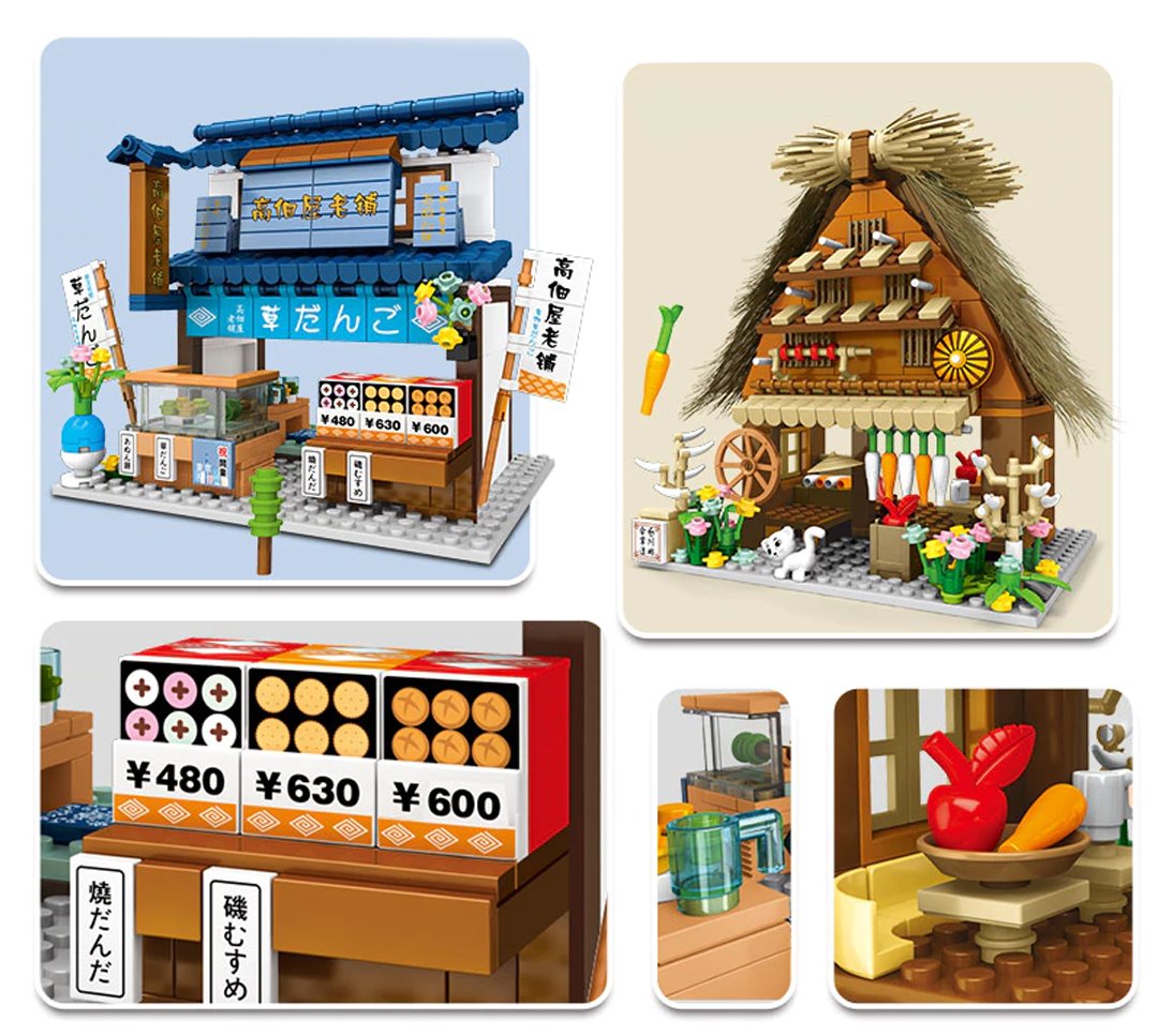 Shirakawa-go Dori Street Japanese Stores Building Sets - Limited Stock - Kawaiies - Adorable - Cute - Plushies - Plush - Kawaii