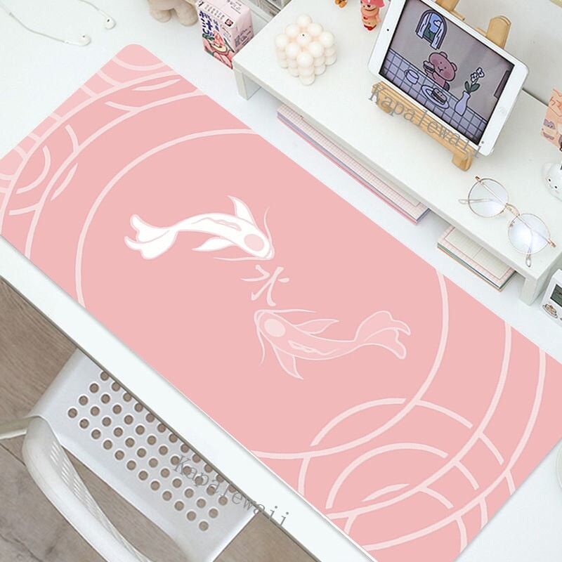 kawaiies-softtoys-plushies-kawaii-plush-Double Koi Fish Pink Navy Large Mouse Pad | NEW Mouse Pads Pink 90 x 40cm