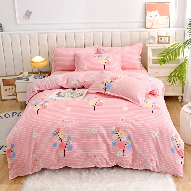 Elegant Blue Pink Floral Bedding Set Collection - Kawaiies - Adorable - Cute - Plushies - Plush - Kawaii