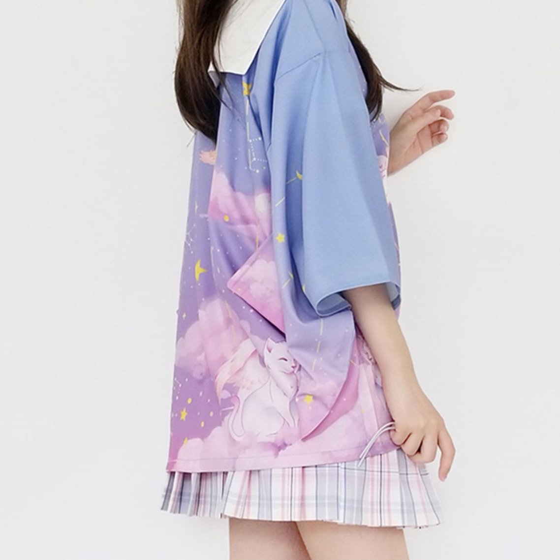 Elegant Sky Clouds Flying Cats Japanese Kimono - Kawaiies - Adorable - Cute - Plushies - Plush - Kawaii