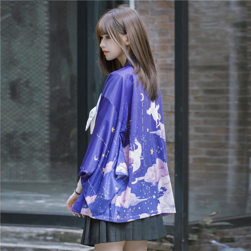 Elegant Sky Clouds Flying Cats Japanese Kimono - Kawaiies - Adorable - Cute - Plushies - Plush - Kawaii