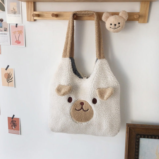 Fluffy Bear Tote Bag with Small Ears - Kawaiies - Adorable - Cute - Plushies - Plush - Kawaii