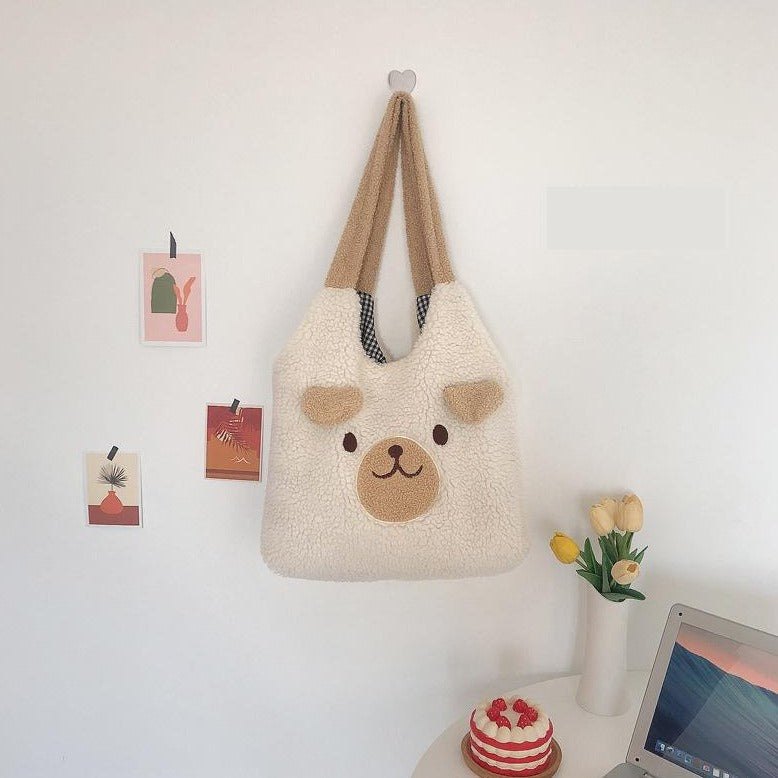 Fluffy Bear Tote Bag with Small Ears - Kawaiies - Adorable - Cute - Plushies - Plush - Kawaii
