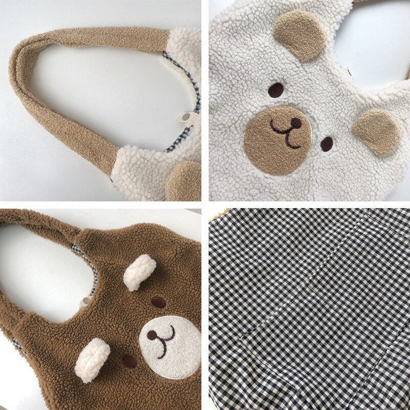 Fluffy Bear Tote Bag with Small Ears - Kawaiies - Adorable - Cute - Plushies - Plush - Kawaii