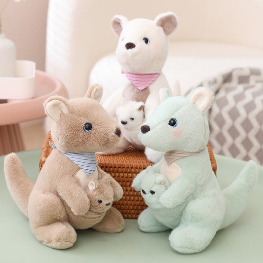 Fluffy Mother & Baby Kangaroo Plushie - Kawaiies - Adorable - Cute - Plushies - Plush - Kawaii