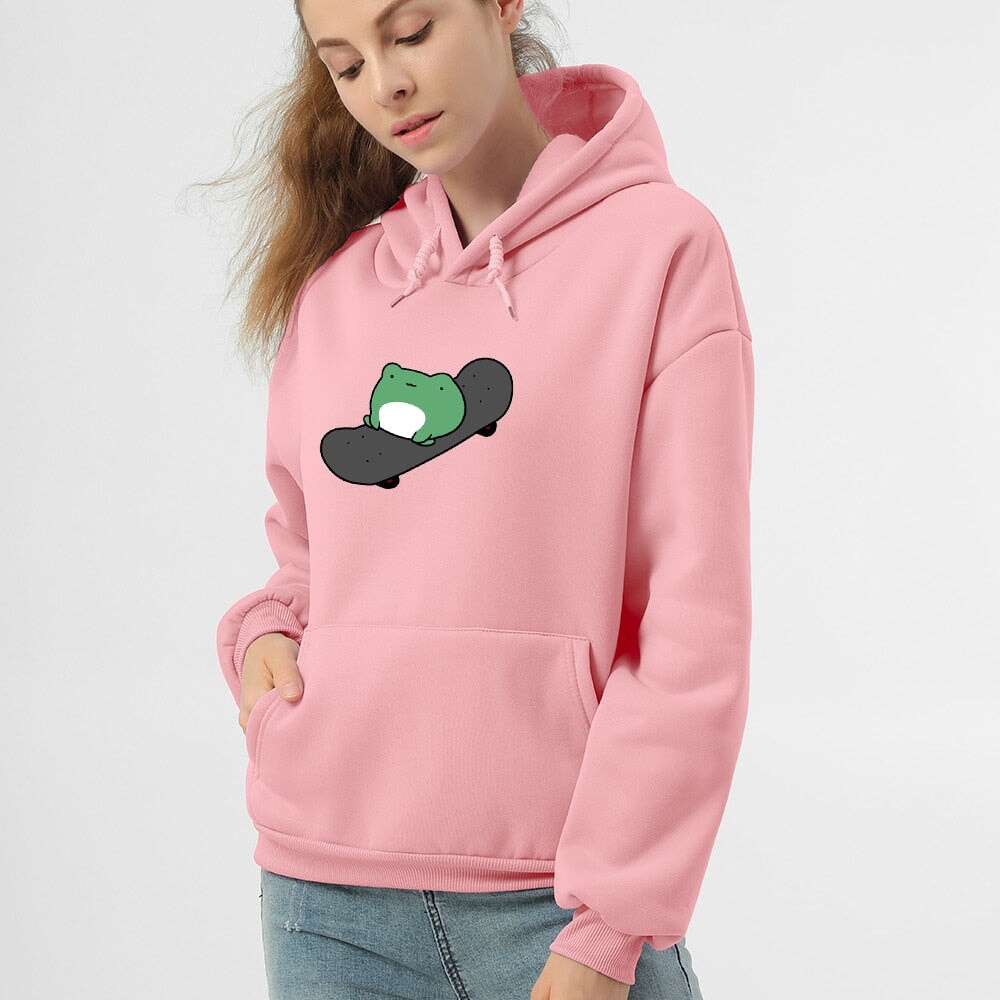 Frog on Skateboard Unisex Hoodies  - Limited Stock - Kawaiies - Adorable - Cute - Plushies - Plush - Kawaii