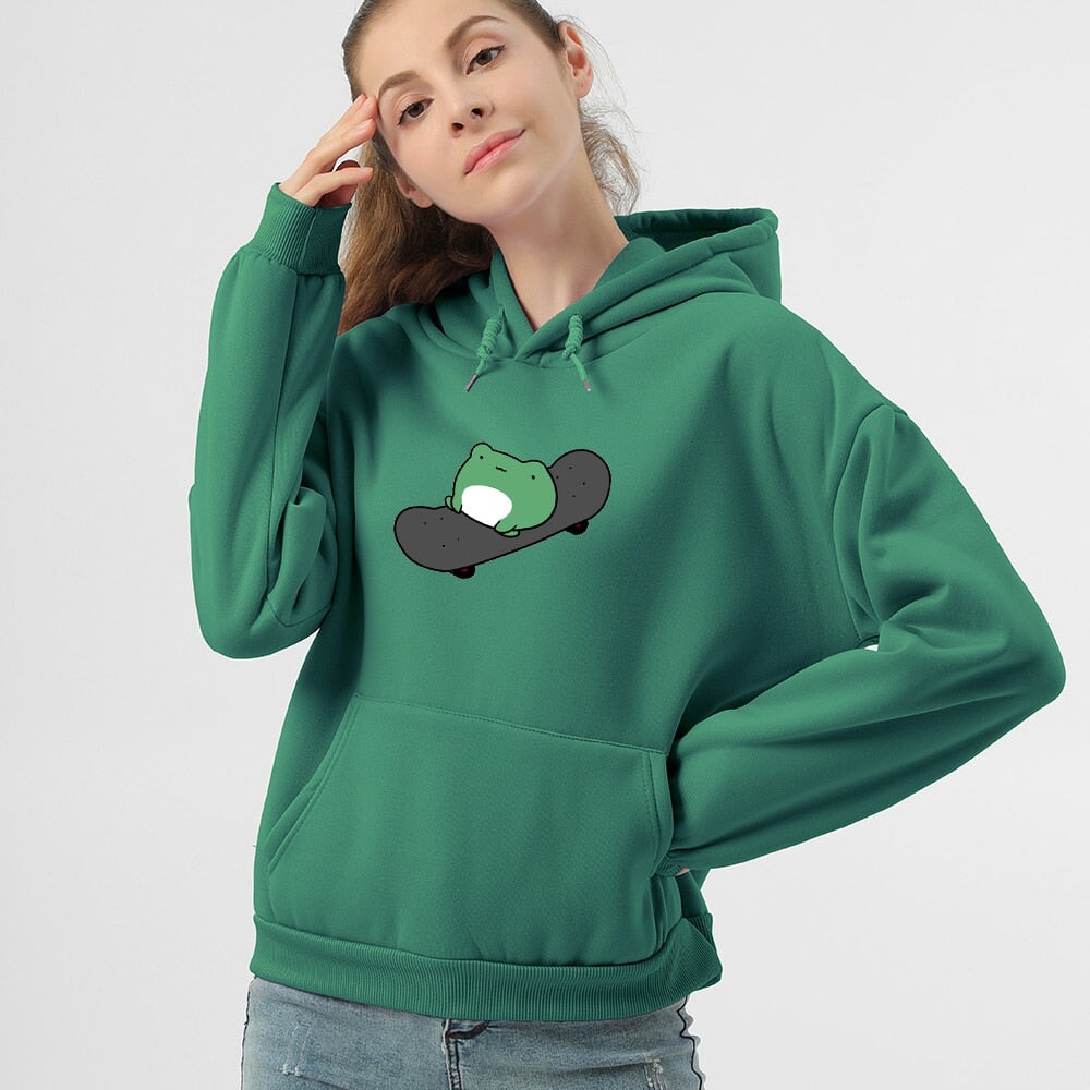 Pullover Hoodie Skateboarding Frog Hoodie Women's Skateboarding