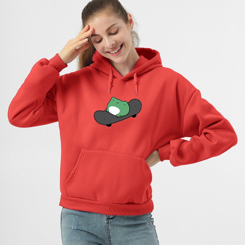 Frog on Skateboard Unisex Hoodies  - Limited Stock - Kawaiies - Adorable - Cute - Plushies - Plush - Kawaii