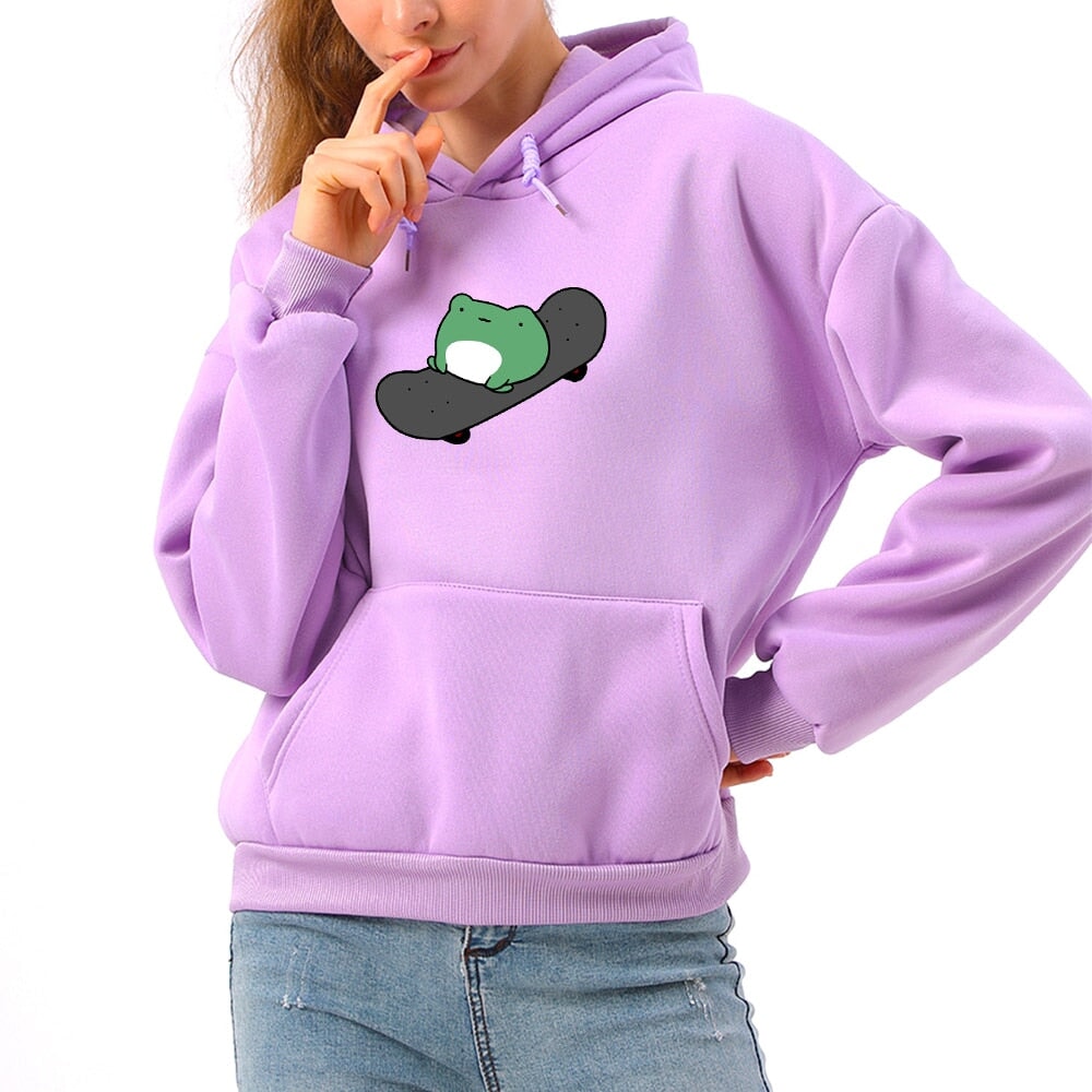 Frog on Skateboard Unisex Hoodies  - Limited Stock - Kawaiies - Adorable - Cute - Plushies - Plush - Kawaii