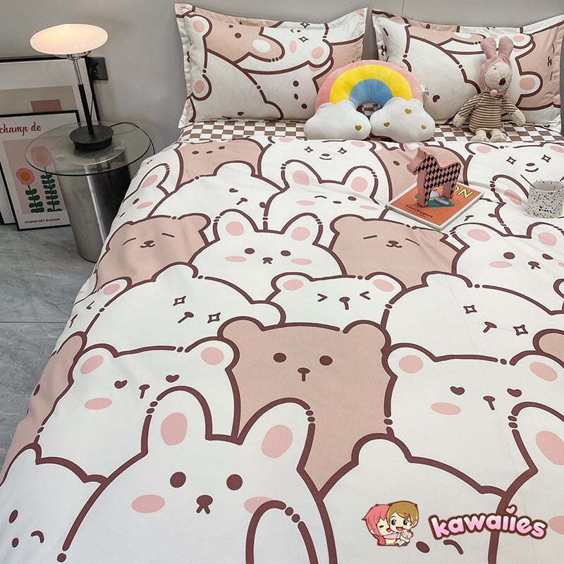 kawaiies-softtoys-plushies-kawaii-plush-Hundreds of Kawaii Bear Bunny Bedding Set Home Decor