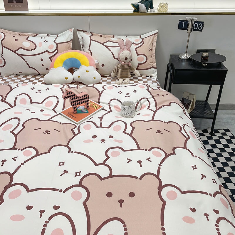 kawaiies-softtoys-plushies-kawaii-plush-Hundreds of Kawaii Bear Bunny Bedding Set Home Decor