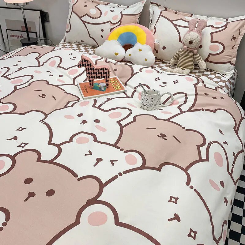 kawaiies-softtoys-plushies-kawaii-plush-Hundreds of Kawaii Bear Bunny Bedding Set Home Decor