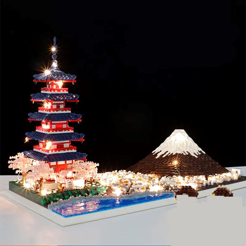 kawaiies-softtoys-plushies-kawaii-plush-Japan Mount Fuji & Mount Chureito Pagoda Nano Building Blocks Build it With Light 
