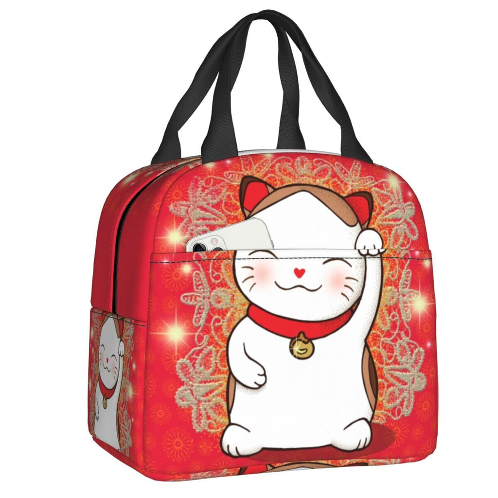 kawaiies-softtoys-plushies-kawaii-plush-Japanese Lucky Cat Lunch Bag Bag RoyaRed 