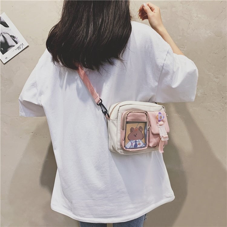 Japanse Rectangle Small Nylon Crossbody Shoulder Bag - Kawaiies - Adorable - Cute - Plushies - Plush - Kawaii