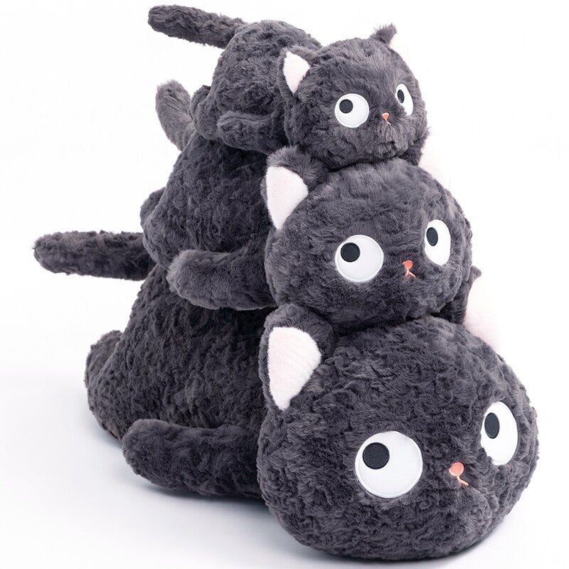 Jiji the Fluffy Black Cat Plushie Laying Down | NEW - Kawaiies - Adorable - Cute - Plushies - Plush - Kawaii