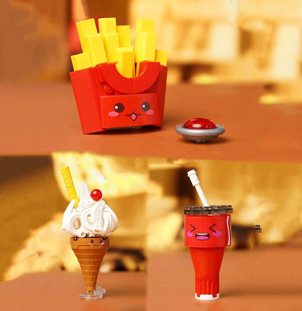 Juicy Burger Meal with Yummy Sweet Dessert Micro Sets - Kawaiies - Adorable - Cute - Plushies - Plush - Kawaii