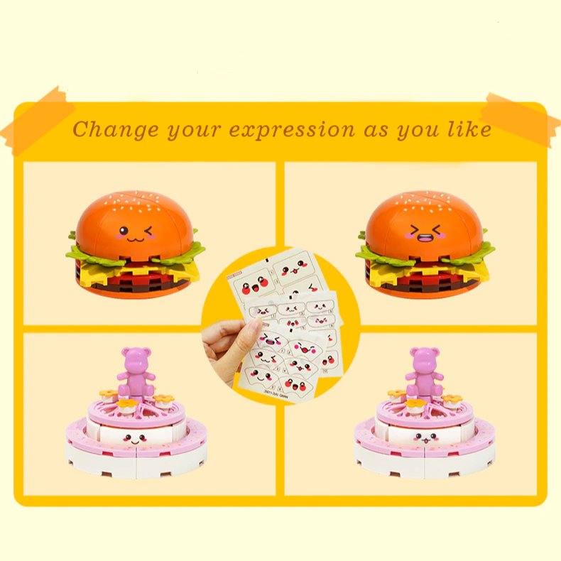 Juicy Burger Meal with Yummy Sweet Dessert Micro Sets - Kawaiies - Adorable - Cute - Plushies - Plush - Kawaii