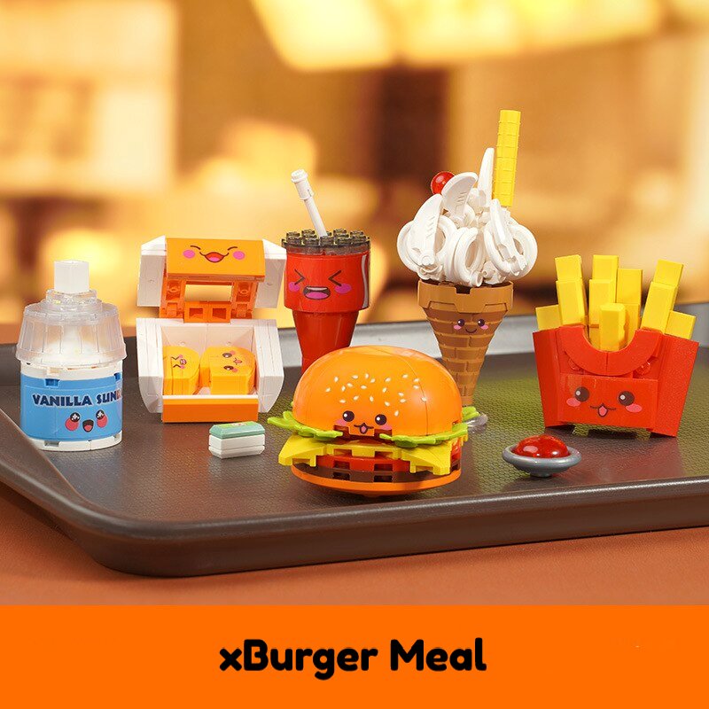 Juicy Burger Meal with Yummy Sweet Dessert Micro Sets - Kawaiies - Adorable - Cute - Plushies - Plush - Kawaii