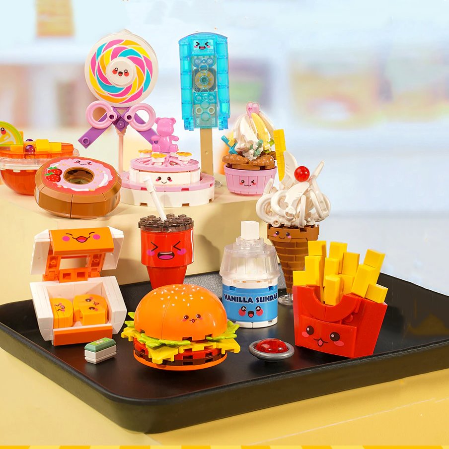 Juicy Burger Meal with Yummy Sweet Dessert Micro Sets - Kawaiies - Adorable - Cute - Plushies - Plush - Kawaii