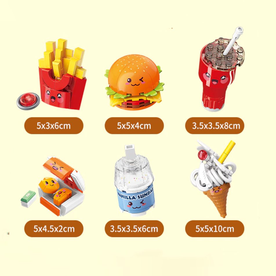 Juicy Burger Meal with Yummy Sweet Dessert Micro Sets - Kawaiies - Adorable - Cute - Plushies - Plush - Kawaii