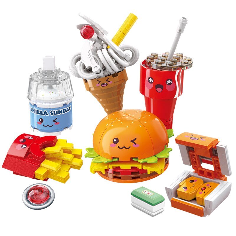 Juicy Burger Meal with Yummy Sweet Dessert Micro Sets - Kawaiies - Adorable - Cute - Plushies - Plush - Kawaii