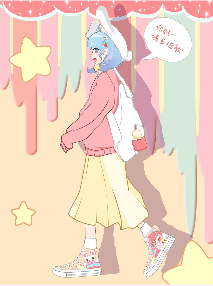 Kawaii School Girl Besties Shooting Star Women's Sneakers Trainers - Kawaiies - Adorable - Cute - Plushies - Plush - Kawaii