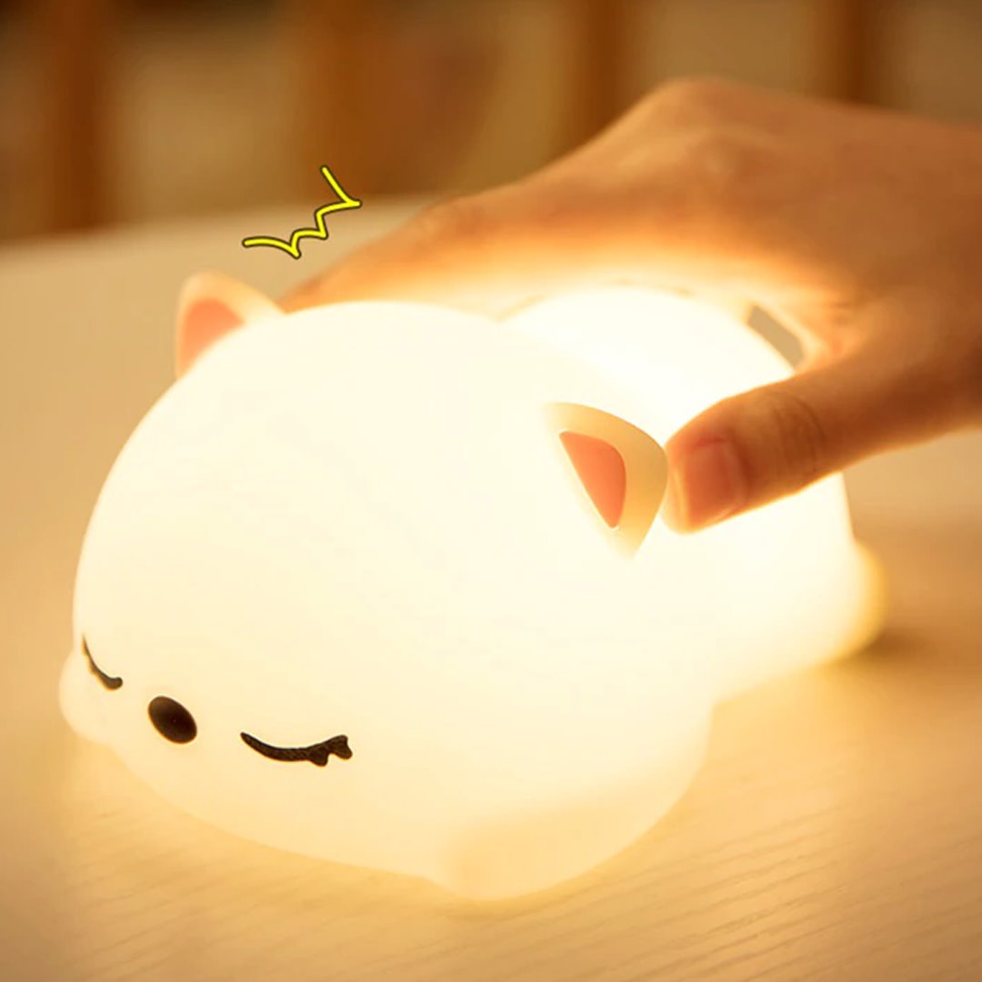 Laying Cat & Bunny LED Night Light - Kawaiies - Adorable - Cute - Plushies - Plush - Kawaii
