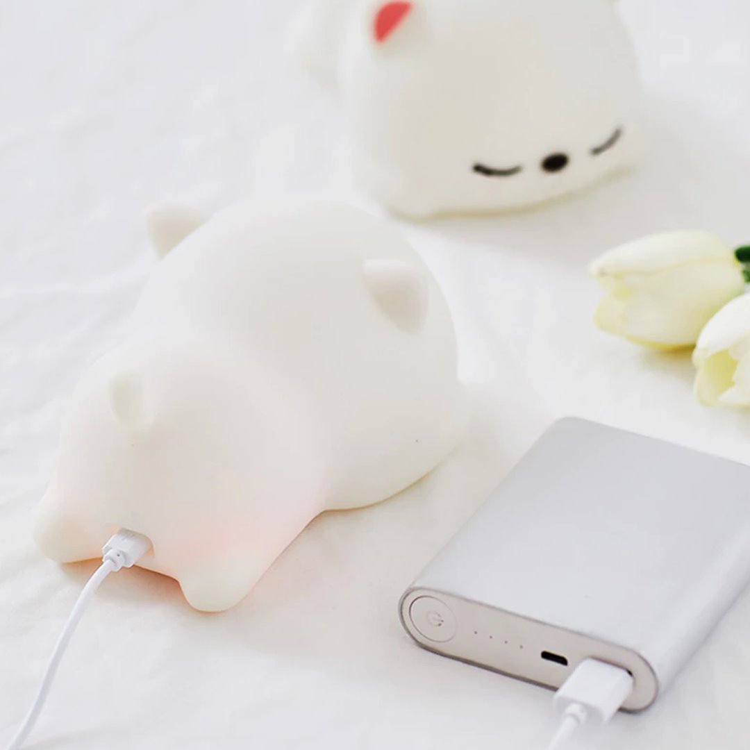 Laying Cat & Bunny LED Night Light - Kawaiies - Adorable - Cute - Plushies - Plush - Kawaii