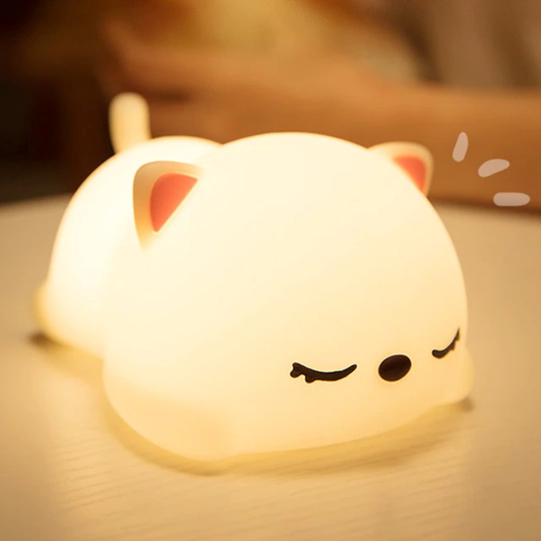 Laying Cat & Bunny LED Night Light - Kawaiies - Adorable - Cute - Plushies - Plush - Kawaii