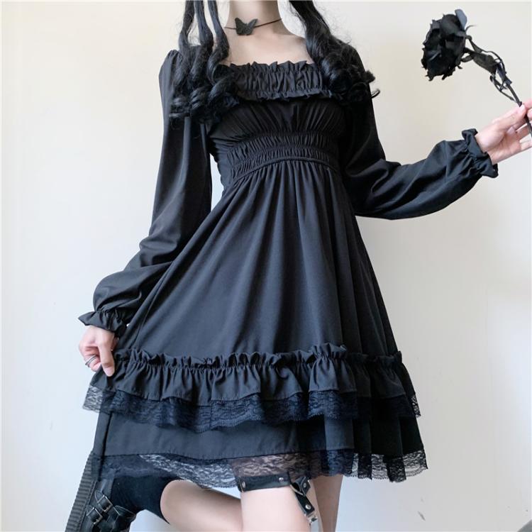 Lolita Black Mini High Waist Gothic Women's Dress Kawaiies Lolita Black Mini High Waist Gothic Women's Dress Kawaiies