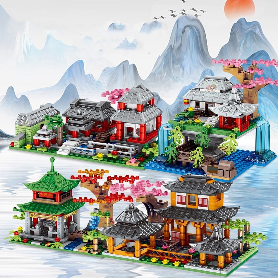 Mountain Pavilion and Sakura View Building Blocks - Kawaiies - Adorable - Cute - Plushies - Plush - Kawaii