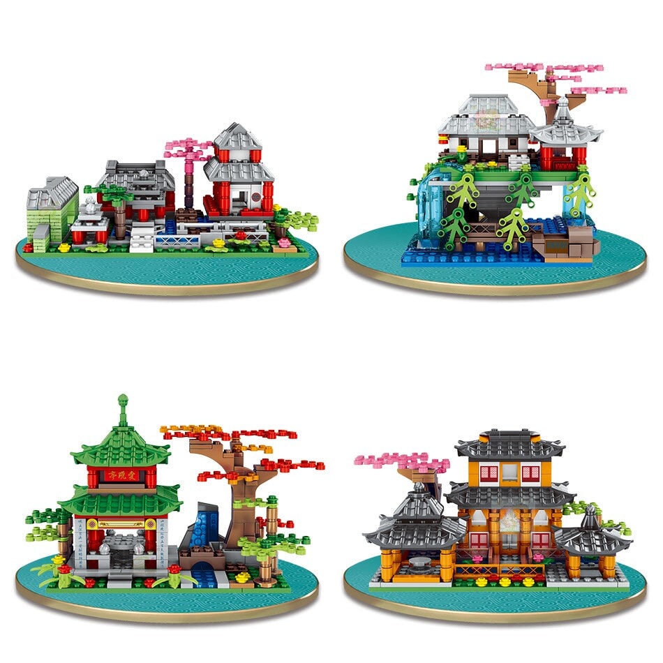 Mountain Pavilion and Sakura View Building Blocks - Kawaiies - Adorable - Cute - Plushies - Plush - Kawaii