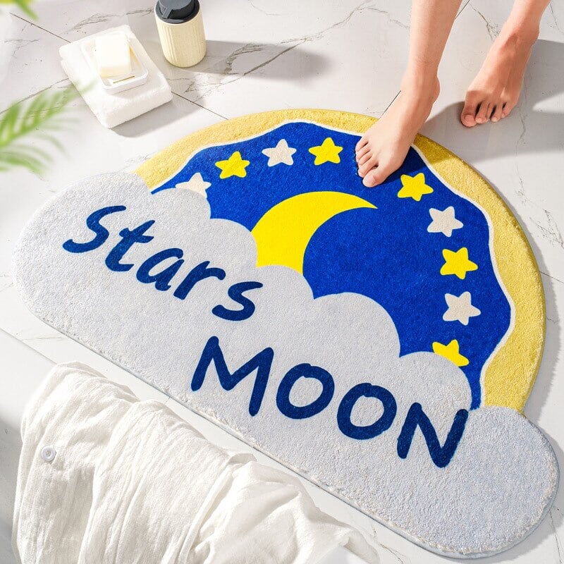 Night Time Stars Moon Cloud Non-Slip Bath Mat - Kawaiies - Adorable - Cute - Plushies - Plush - Kawaii
